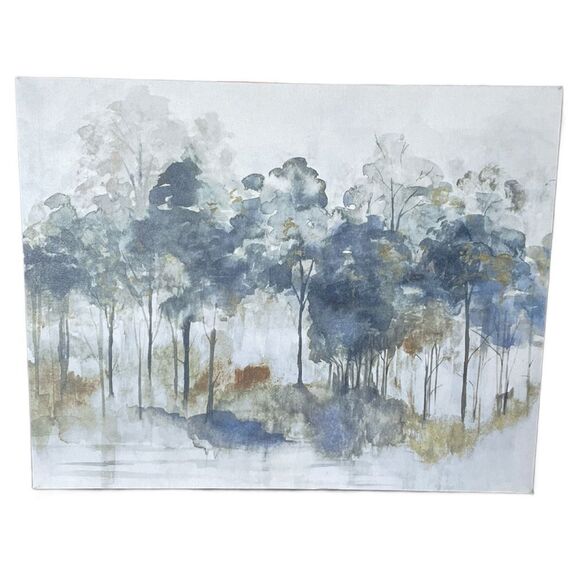 Maya Woods “Autumn Indigo” Landscape Wall Art Print on Classic Canvas - Picture 1 of 16